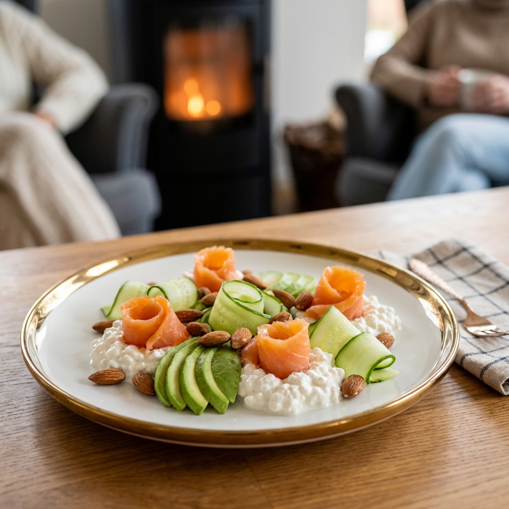 Easy Cottage Cheese Salad with Smoked Salmon and Avocado
