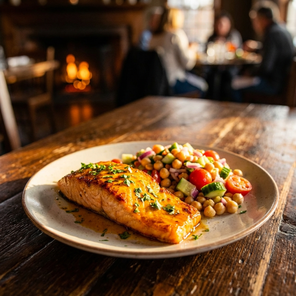 Delicious Spicy Salmon with Chickpea Salad Recipe