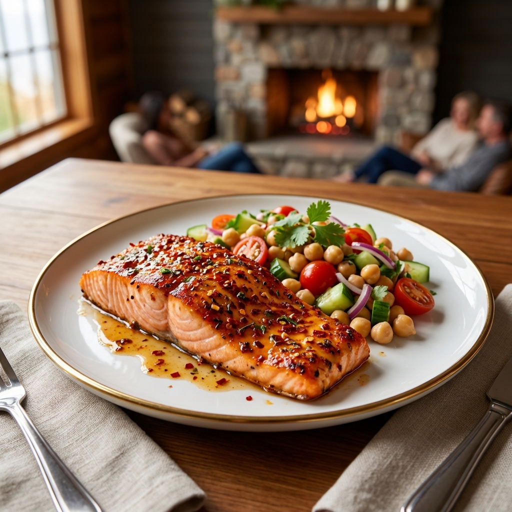 Spicy Salmon with Chickpea Salad: Receta Irresistible